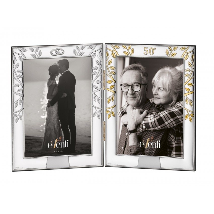 Portafotos de bodas de oro en metacrilato personalizable con foto