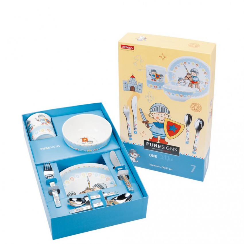 SET VAJILLA+CUBIERTOS MIKO-CABALLERO 7 PCS