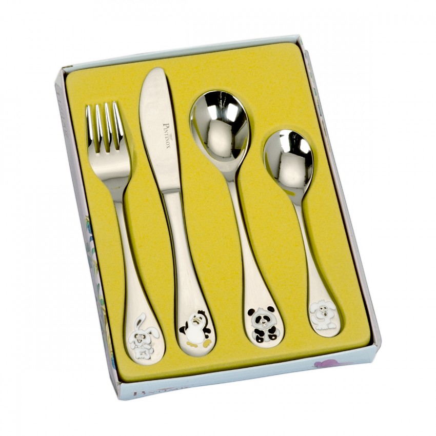 SET CUBIERTOS ANIMALES ESMAL. 4 P