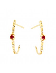 PENDIENTES ARO DIAMANTES RUBI