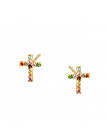 PENDIENTES CRUZ CIRCONITA COLOR