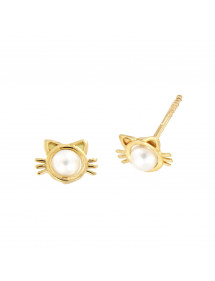 PENDIENTES GATITO PERLA FUNDICION