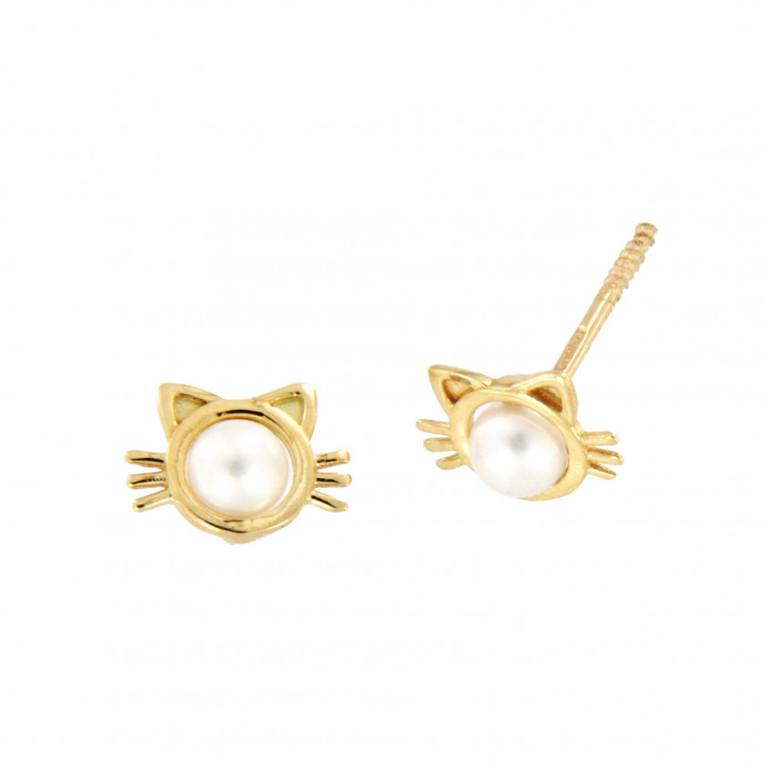 PENDIENTES GATITO PERLA FUNDICION