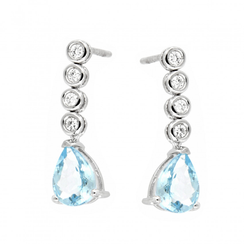 PENDIENTES DIAMANTES AGUAMARINA