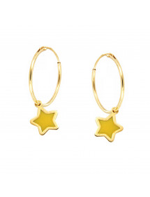 PENDIENTES ARO ESTRELLA ESMALTE AMARILLO