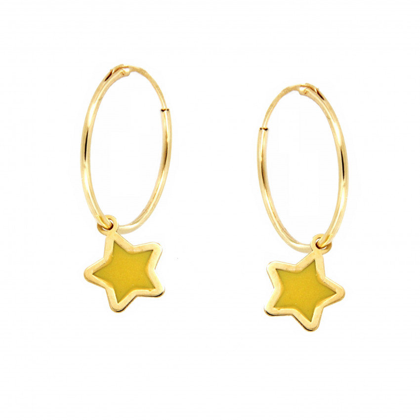 PENDIENTES ARO ESTRELLA ESMALTE AMARILLO