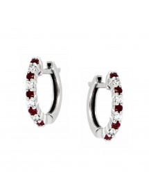 PENDIENTES ARO DIAMANTES RUBI