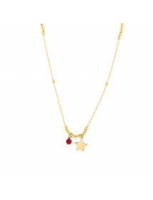 GARGANTILLA ESTRELLA TOPACIO ROSA BOLITA