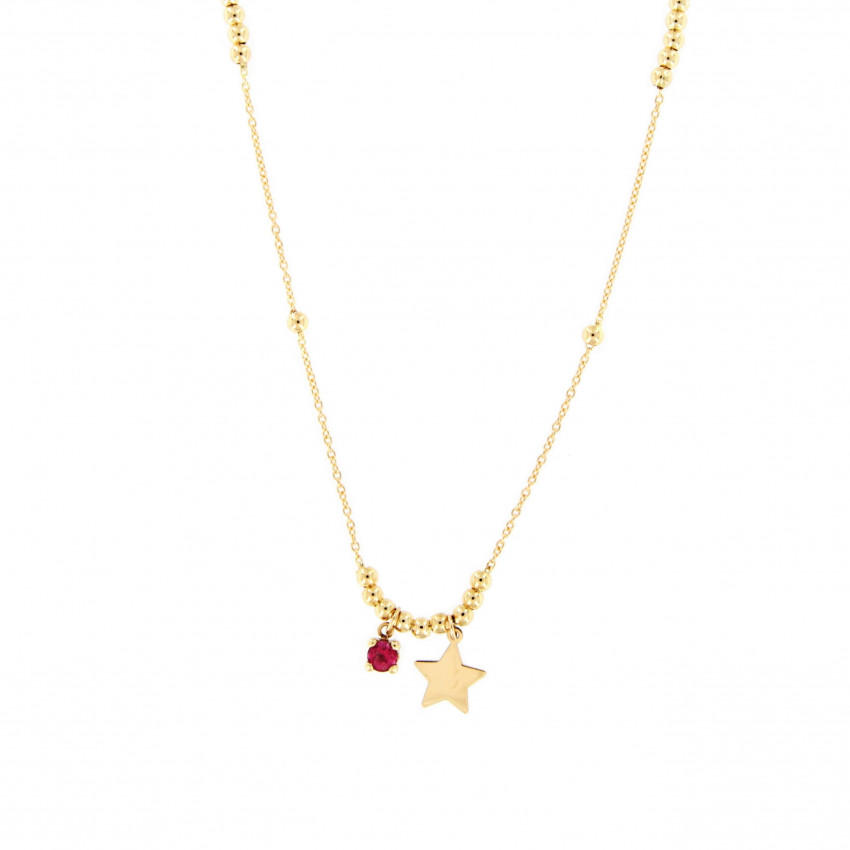 GARGANTILLA ESTRELLA TOPACIO ROSA BOLITA