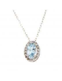 COLGANTE AGUAMARINA CON CADENA ORO BLANC