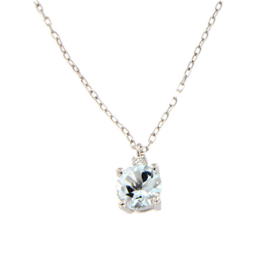 COLGANTE AGUAMARINA CON CADENA ORO BLANC