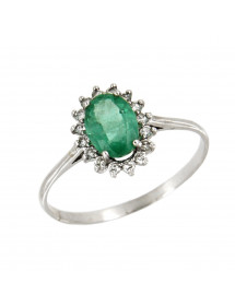 SORTIJA DIAMANTES ESMERALDA ORO BLANCO
