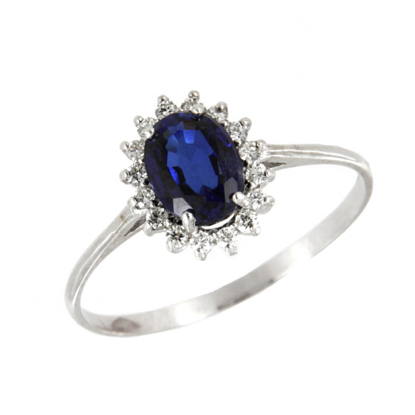 SORTIJA DIAMANTES ZAFIRO ORO BLANCO