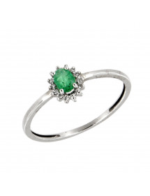 SORTIJA DIAMANTES ESMERALDA ORO BLANCO