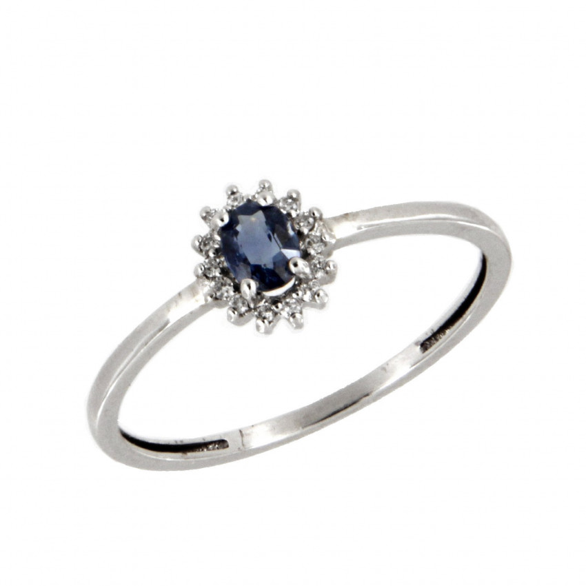 SORTIJA DIAMANTES ZAFIRO ORO BLANCO