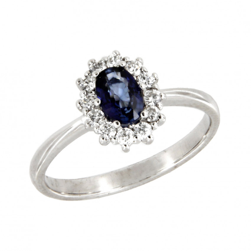 SORTIJA DIAMANTES ZAFIRO ORO BLANCO