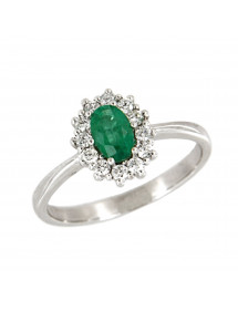SORTIJA DIAMANTES ESMERALDA ORO BLANCO