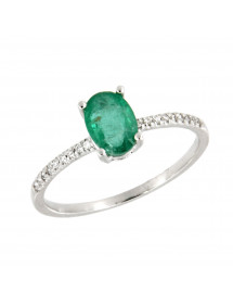 SORTIJA DIAMANTES ESMERALDA ORO BLANCO