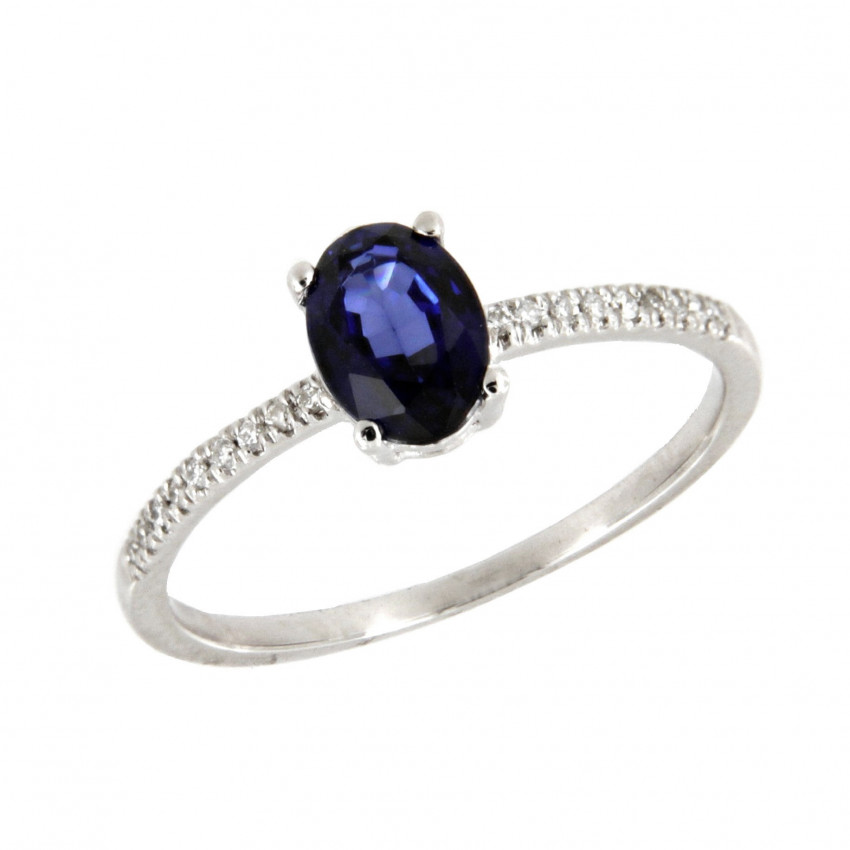 SORTIJA DIAMANTES ZAFIRO ORO BLANCO