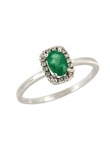 SORTIJA DIAMANTES ESMERALDA ORO BLANCO