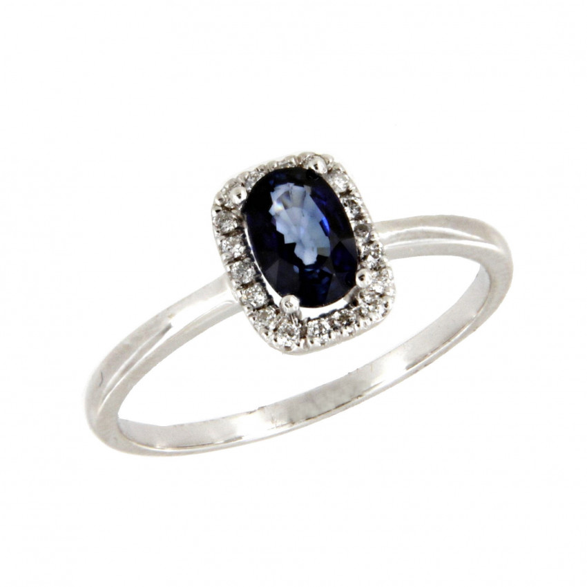 SORTIJA DIAMANTES ZAFIRO ORO BLANCO